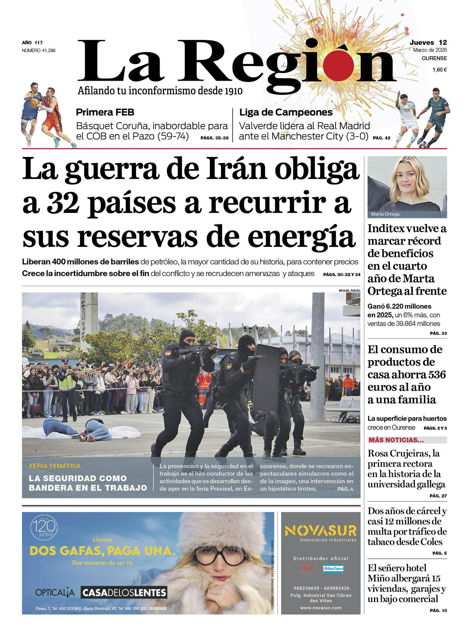 La portada de La Región.