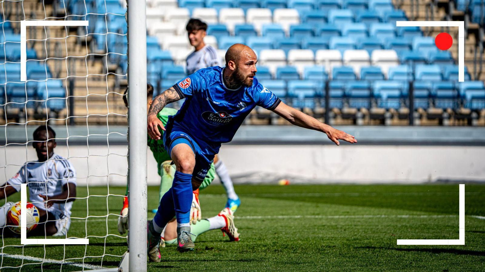 Sergio Benito celebra el gol anotado ante el Real Madrid Castilla.