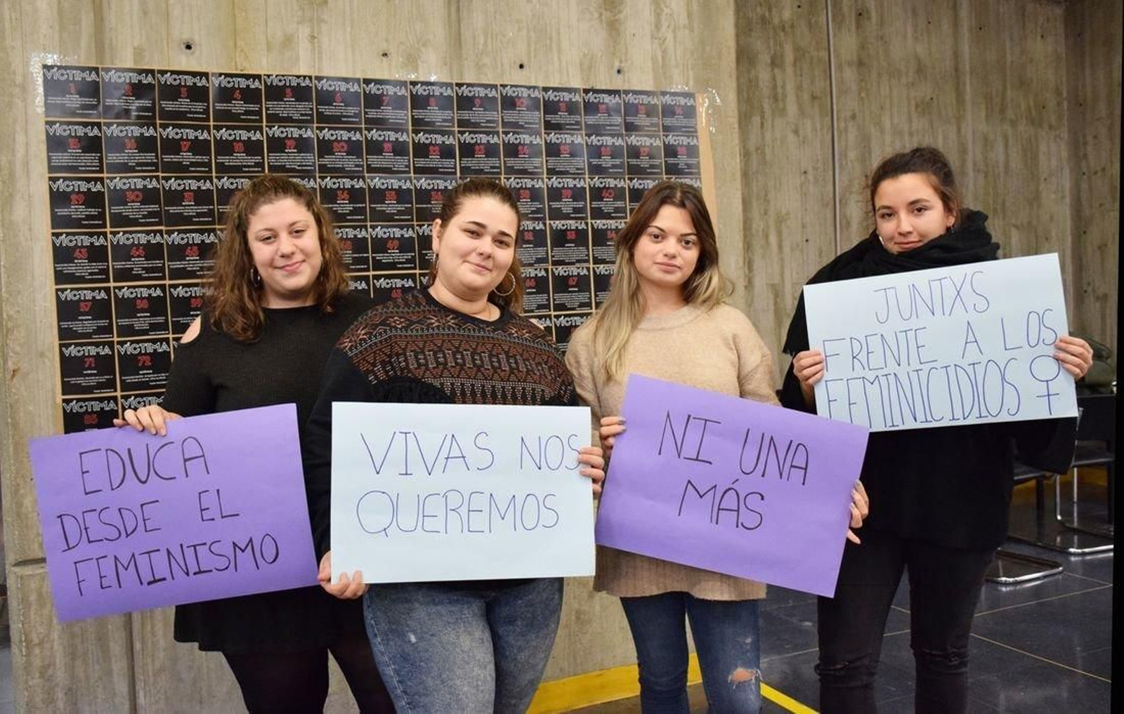 Raquel Fernández, Sandra Maceira, Jéssica Cáliz y Candelaria Alasino, autoras de los murales.