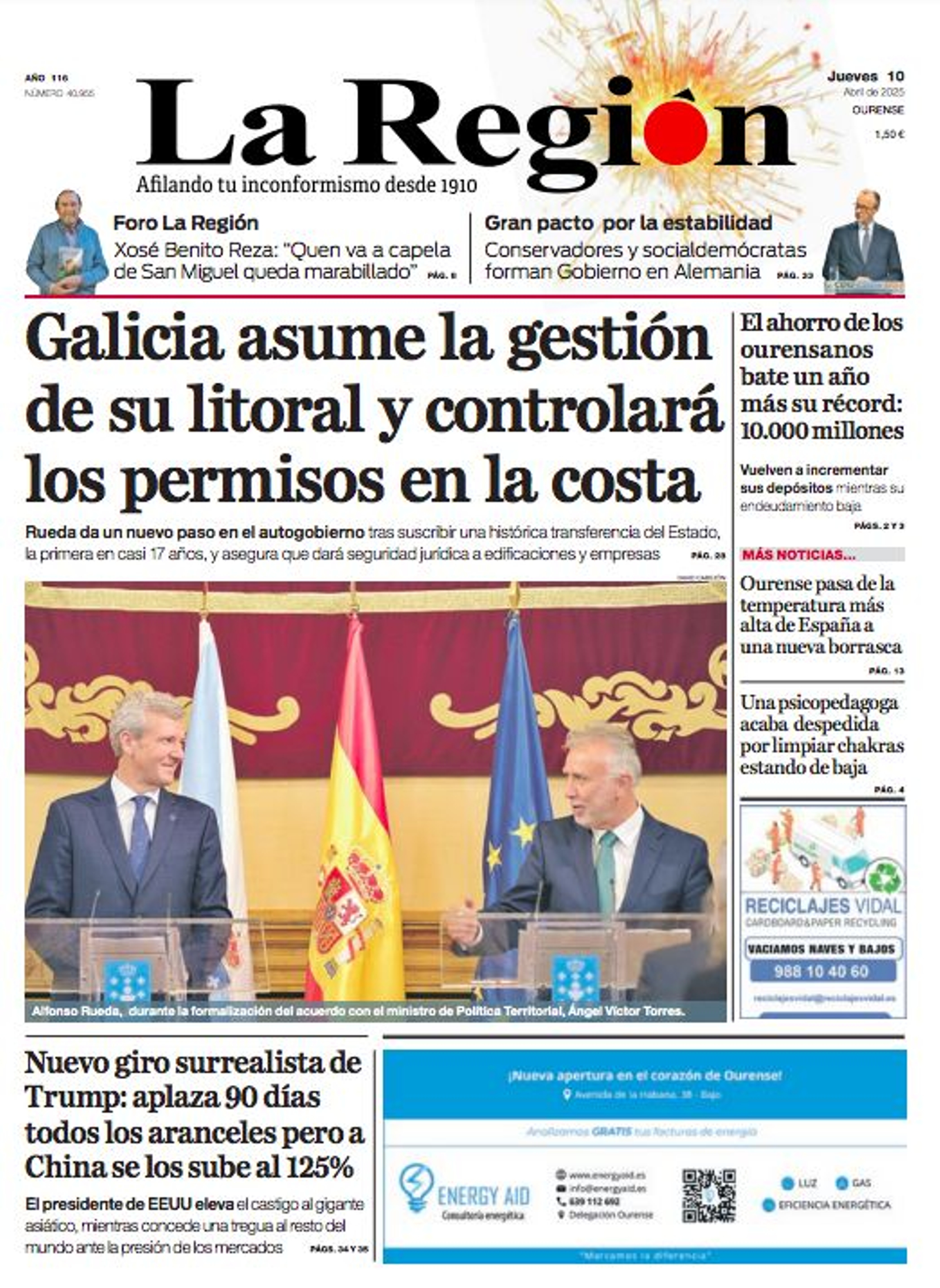 La portada del 10 de abril.