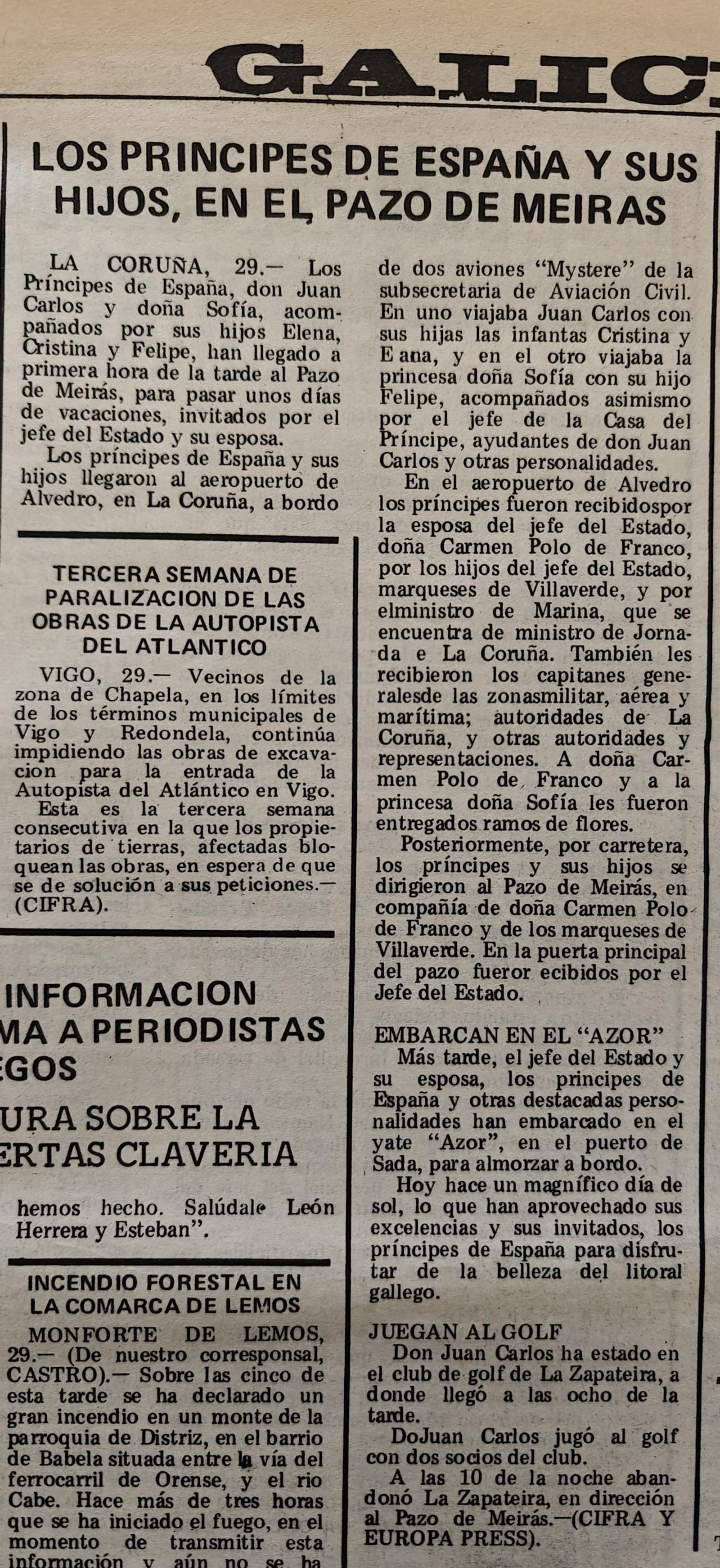 Noticias escaneadas del periódico La Región de 1975