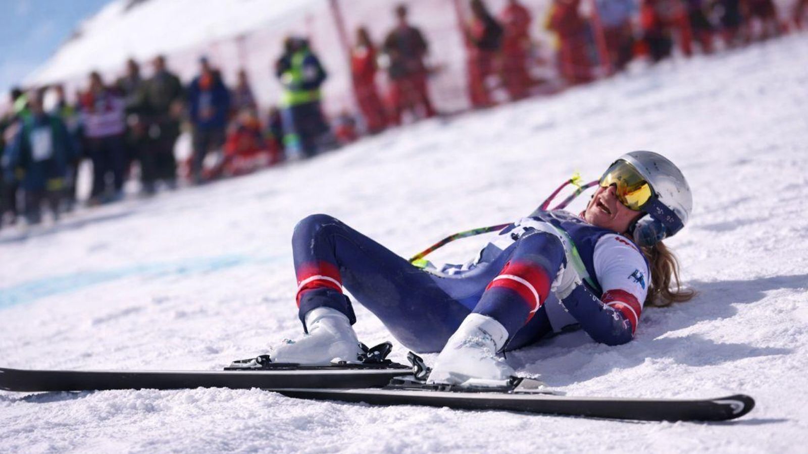 La esquiadora Lindsey Vonn, tras sufrir su caída en los Juegos de Invierno.