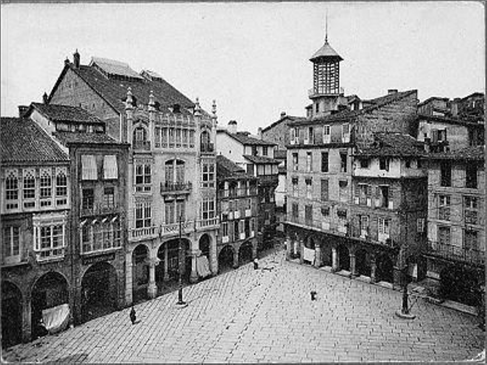 La Praza Maior, en una antigua imagen tomada hacia el año 1900.