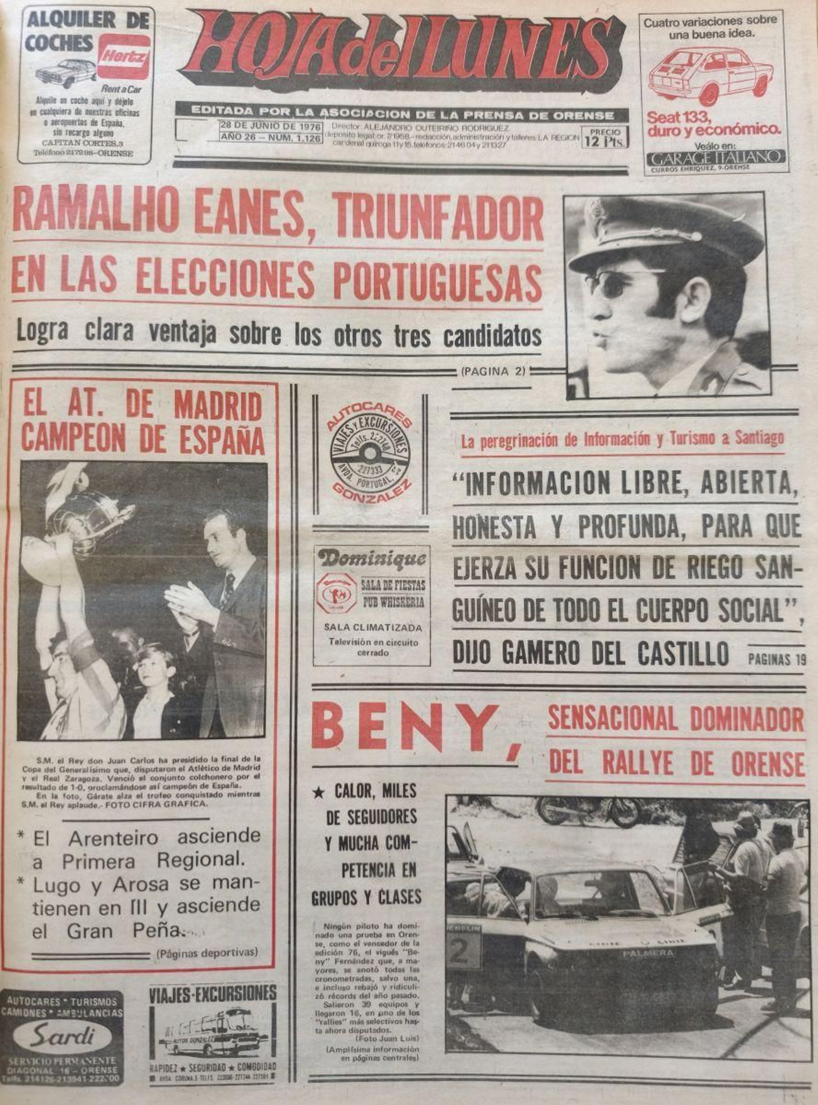 La portada de La Región de 1976.