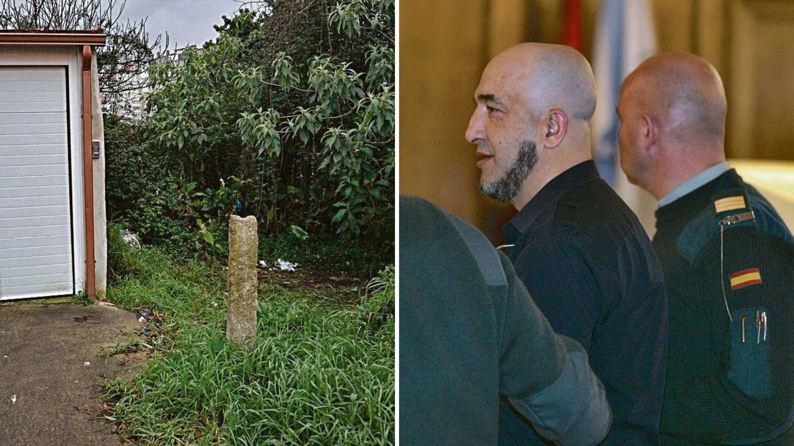 El lugar en el que apareció el cadáver de una mujer dentro de una maleta y “O Chioleiro”, en el banquillo hace casi dos décadas.