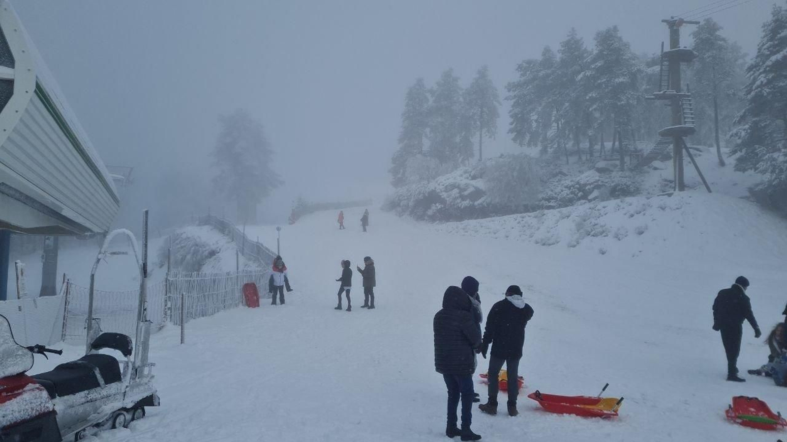 Los trineos han causado furor en Manzaneda esta mañana.