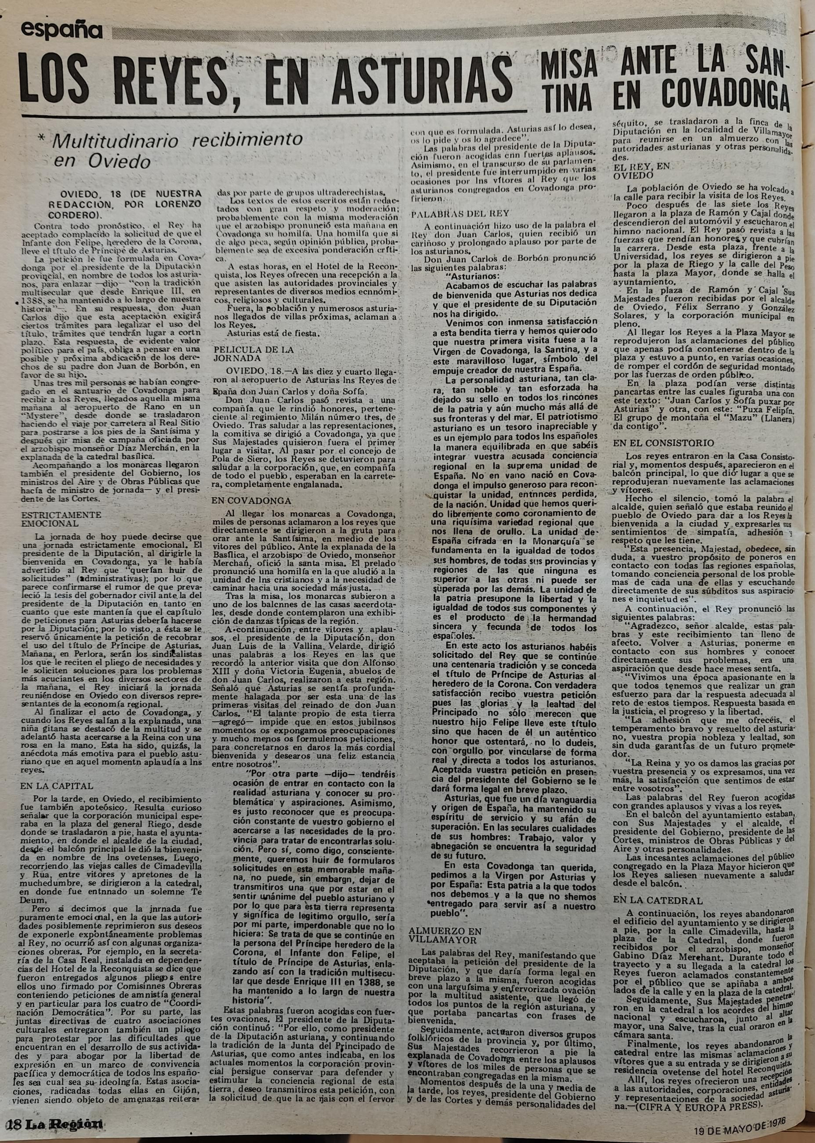 Noticias escaneadas del periódico La Región de 1976.