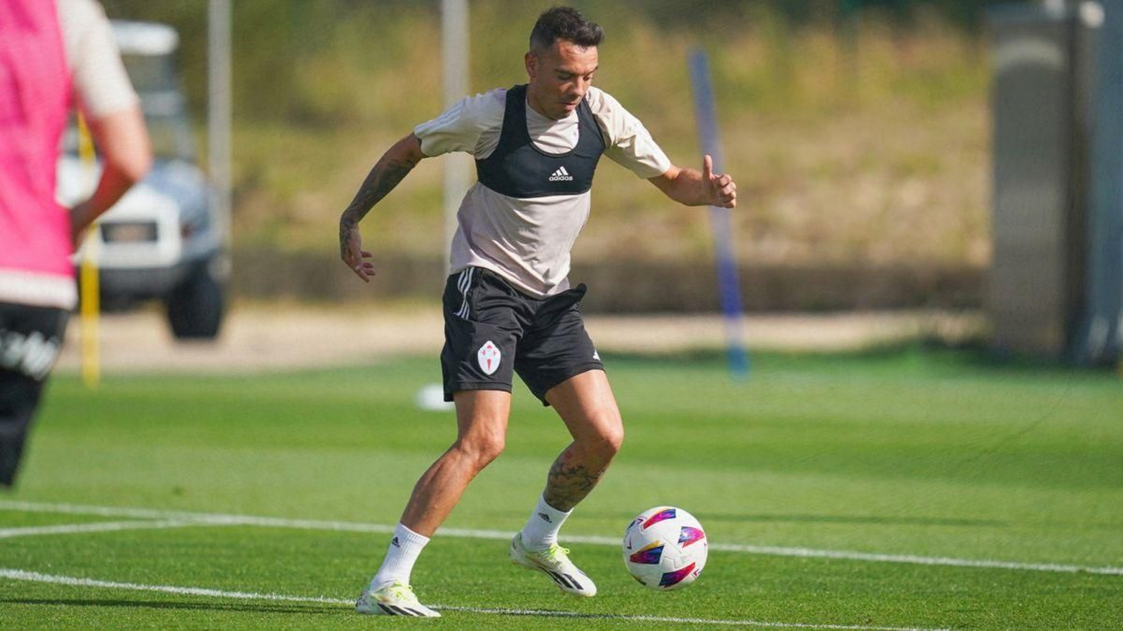 El céltico Iago Aspas, en un entrenamiento de esta semana en la ciudad deportiva de Mos.