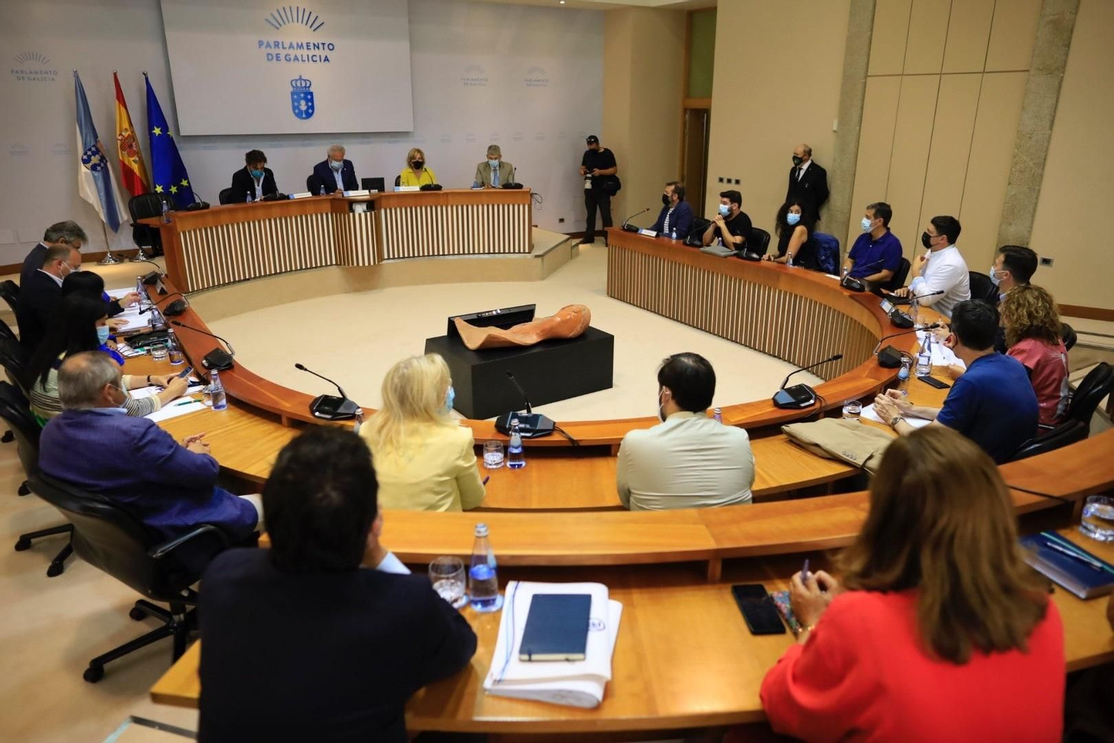 Un momento doe la reunión de la Diputación Permanente del Parlamento de Galicia.