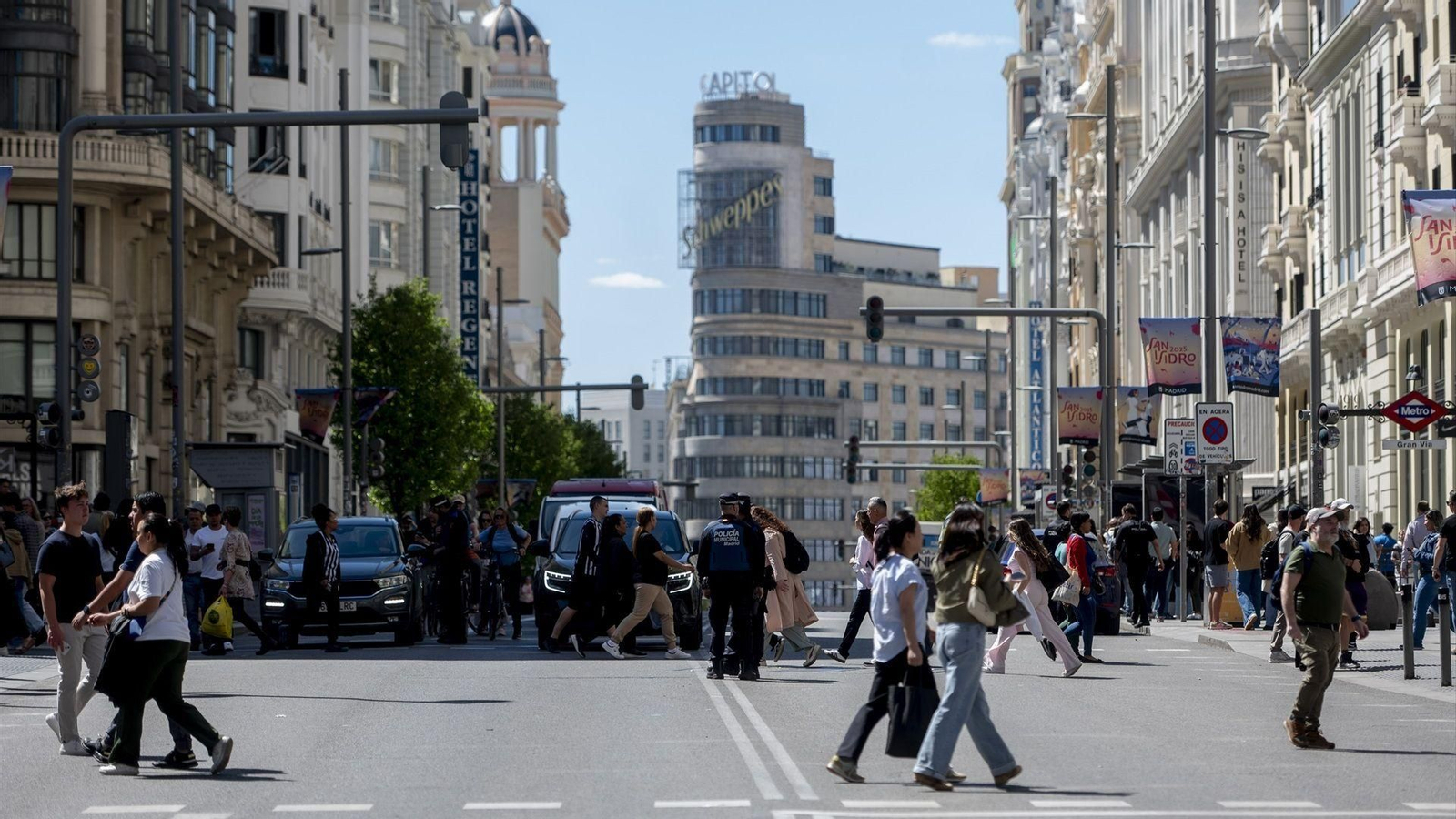 Una imagen de archivo de la Gran Vía, en Madrid (España).