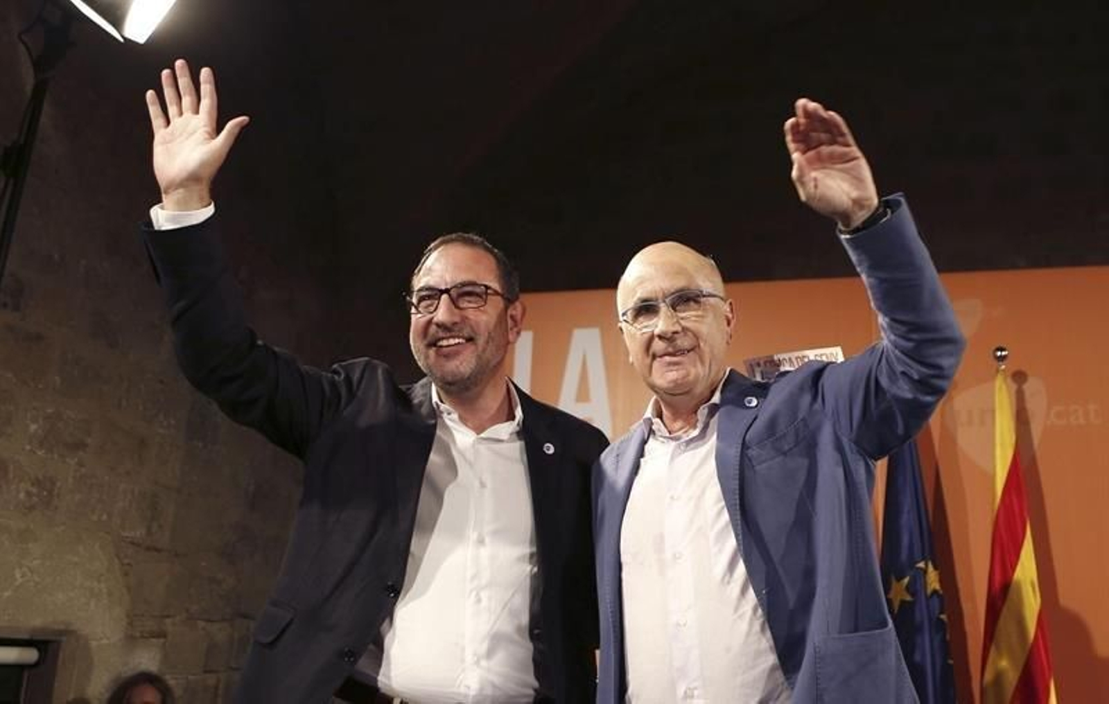 El candidato de Unió Democrática de Cataluña a la Generalitat, Ramón Espadaler y el presidente de los democristianos catalanes, Josep Antoni Duran i Lleida.