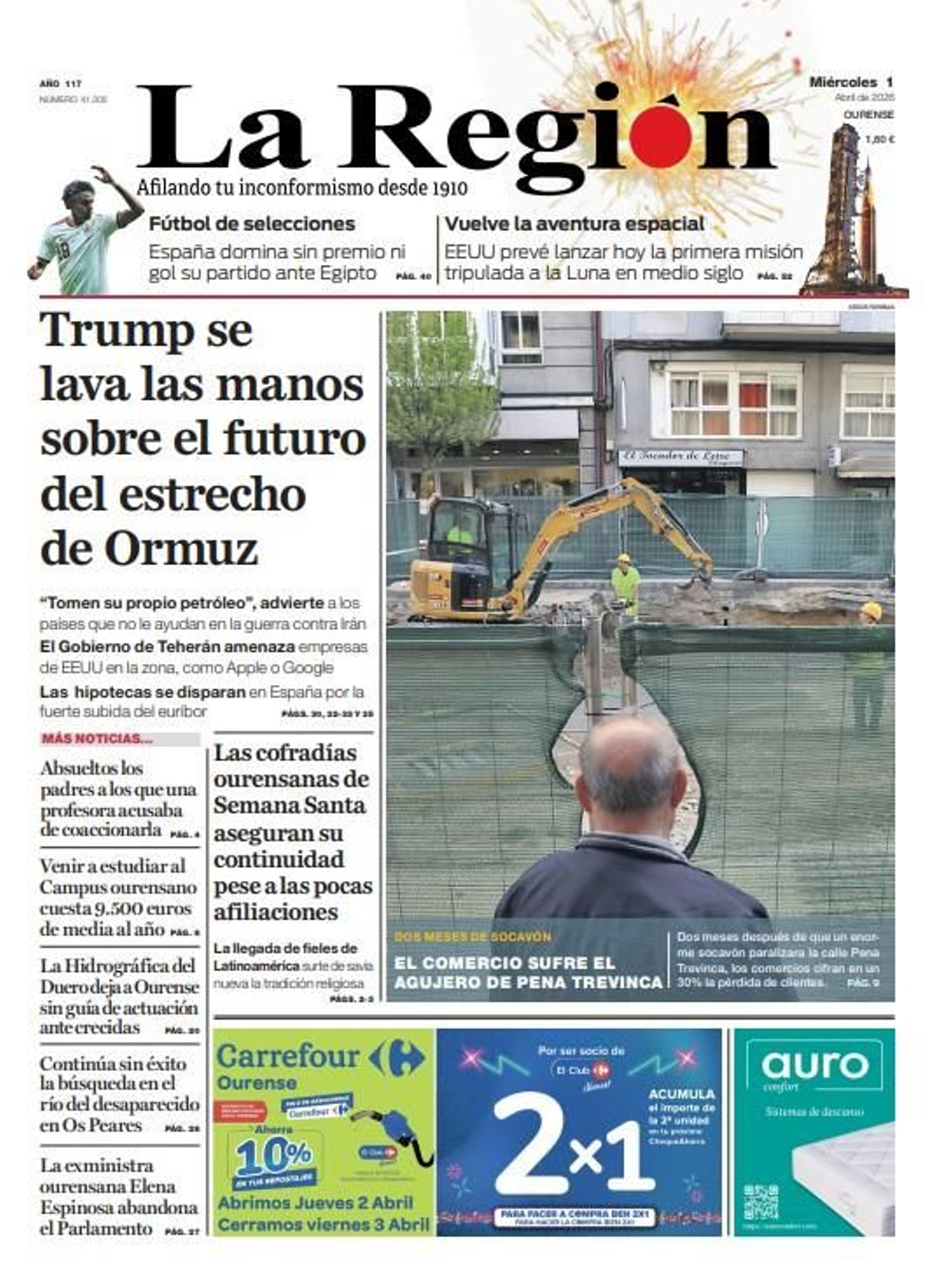 Los titulares de La Región de este miércoles, 1 de abril