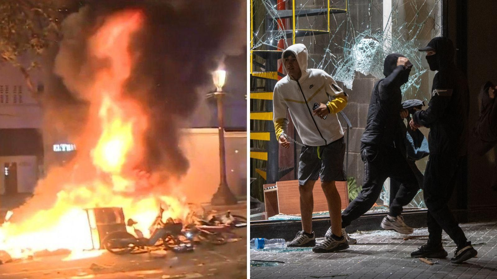 Disturbios y saqueos en la ciudad de Barcelona.