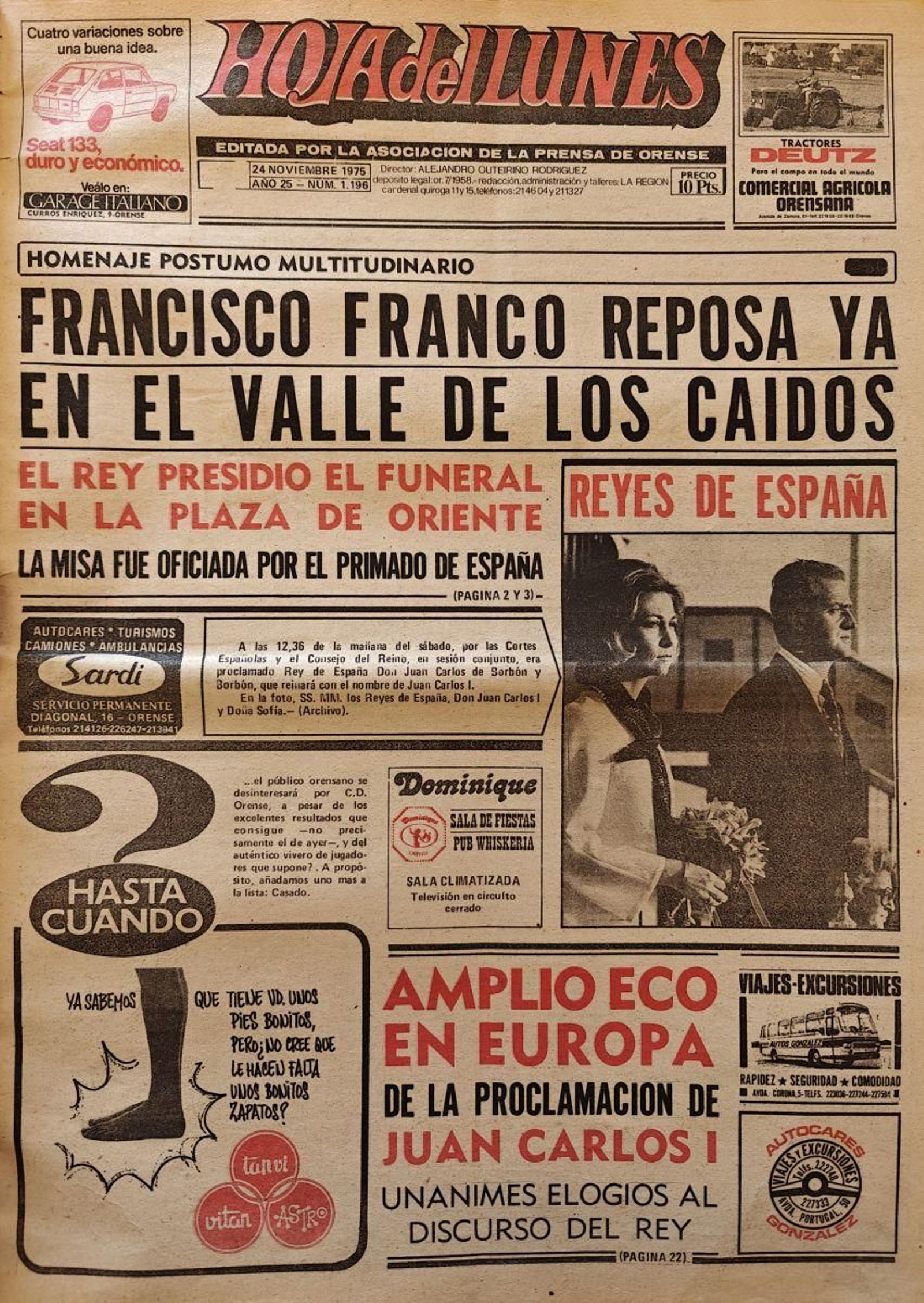 La primera de La Región del 24 de noviembre de 1975