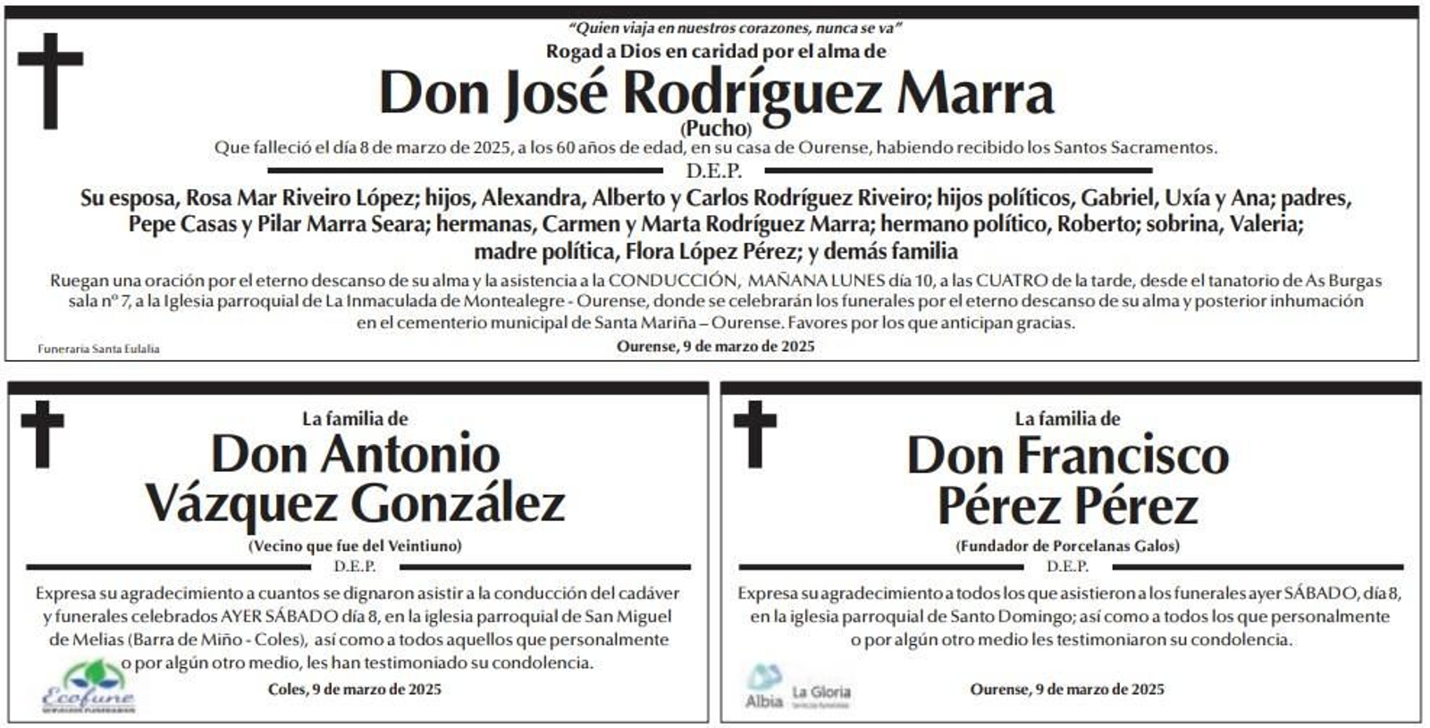 Esquelas 9 de marzo.