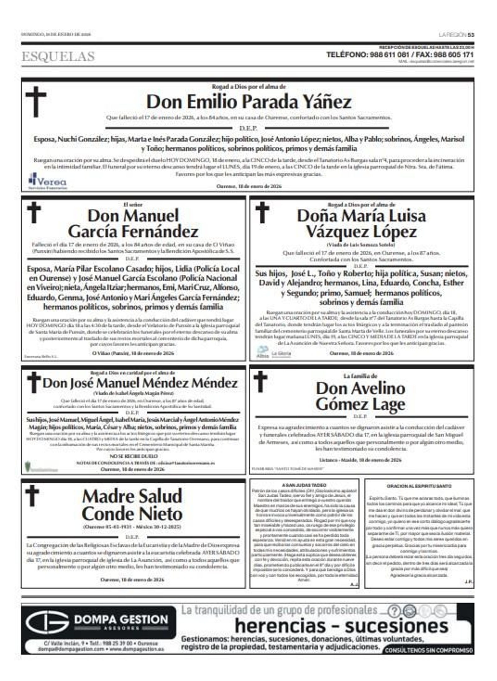 Las despedidas de este domingo en La Región