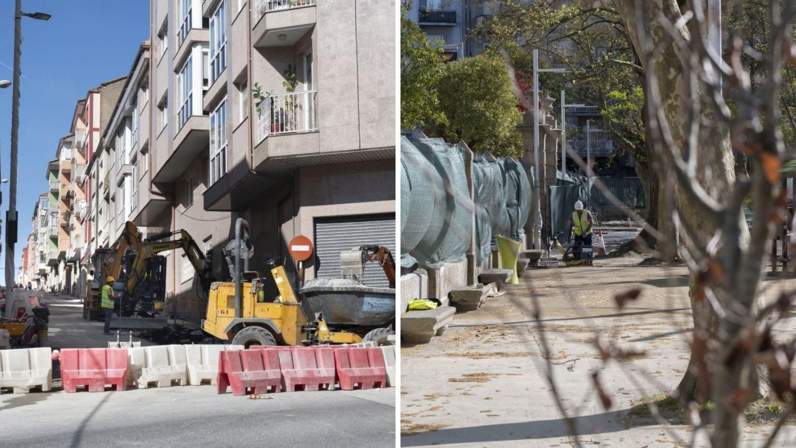 Obras en Alejandro Pedrosa, ayer. El plazo original vencía en noviembre y obras en el Posío que tenían que estar acabadas el pasado 3 de febrero.