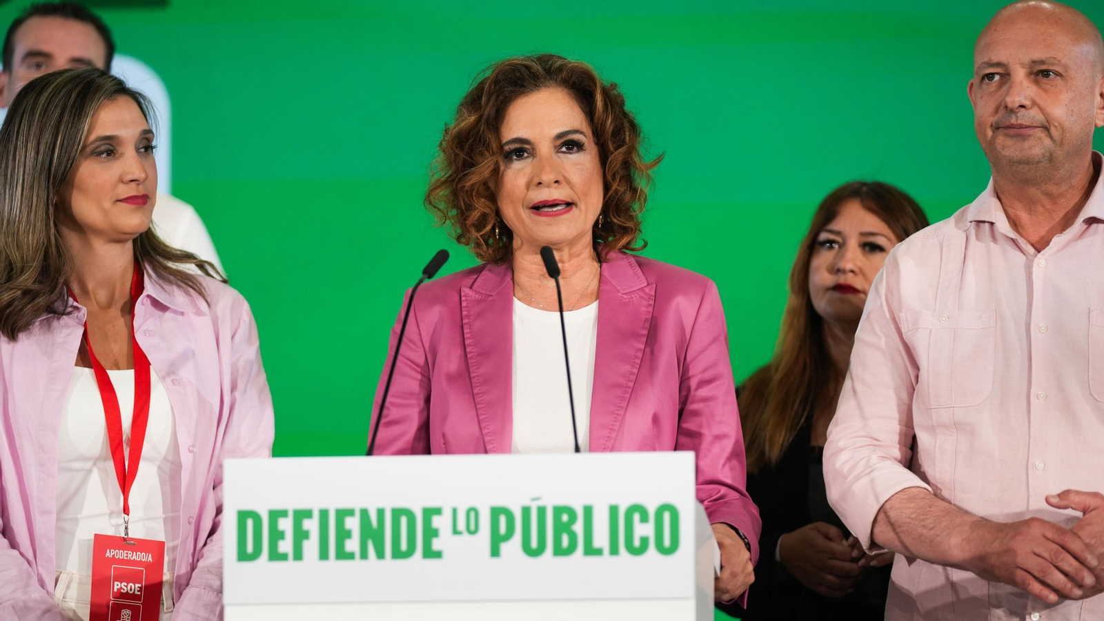 La secretaria general del PSOE-A y candidata a la Presidencia de la Junta, María Jesús Montero, valora los resultados electorales