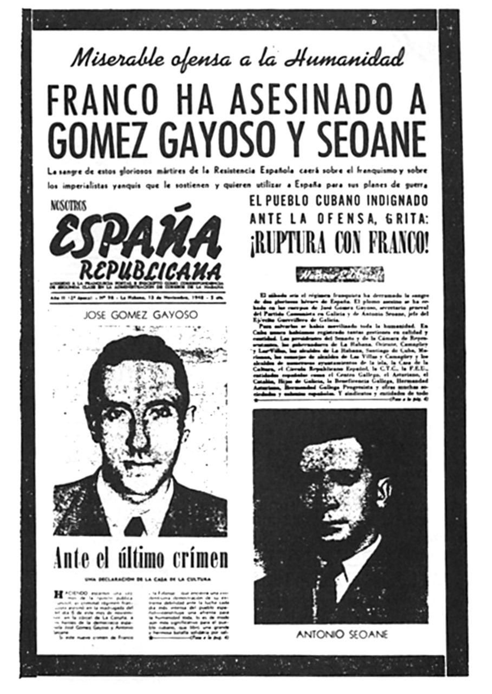 Publicación en España Republicana de la ejecución de Gayoso y Seoane| Archivo: Lois P. Leira