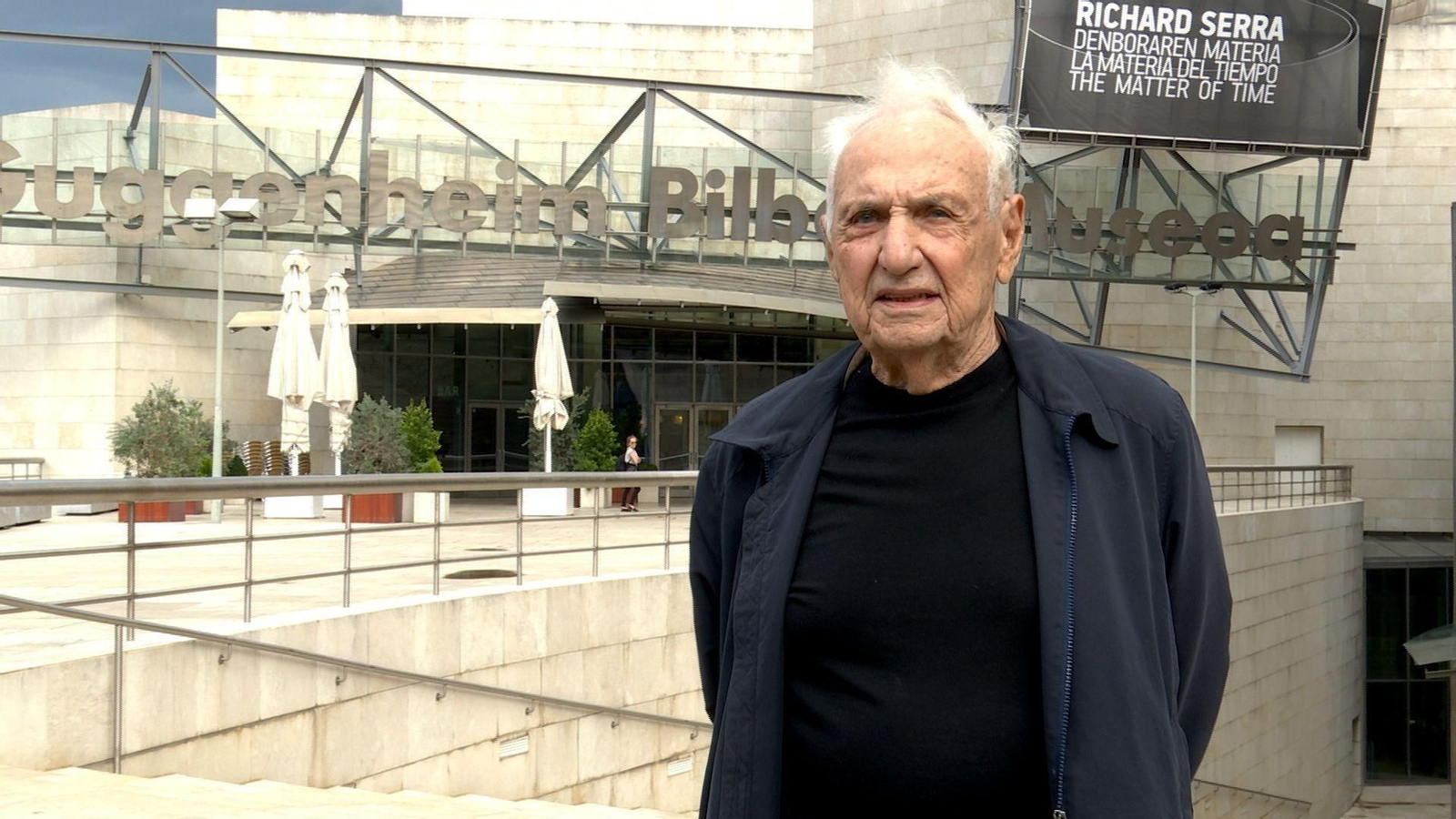 El arquitecto Frank Gerhy asiste a los actos conmemorativos del 25 aniversario del Museo Guggenheim de Bilbao, en octubre de 2022.