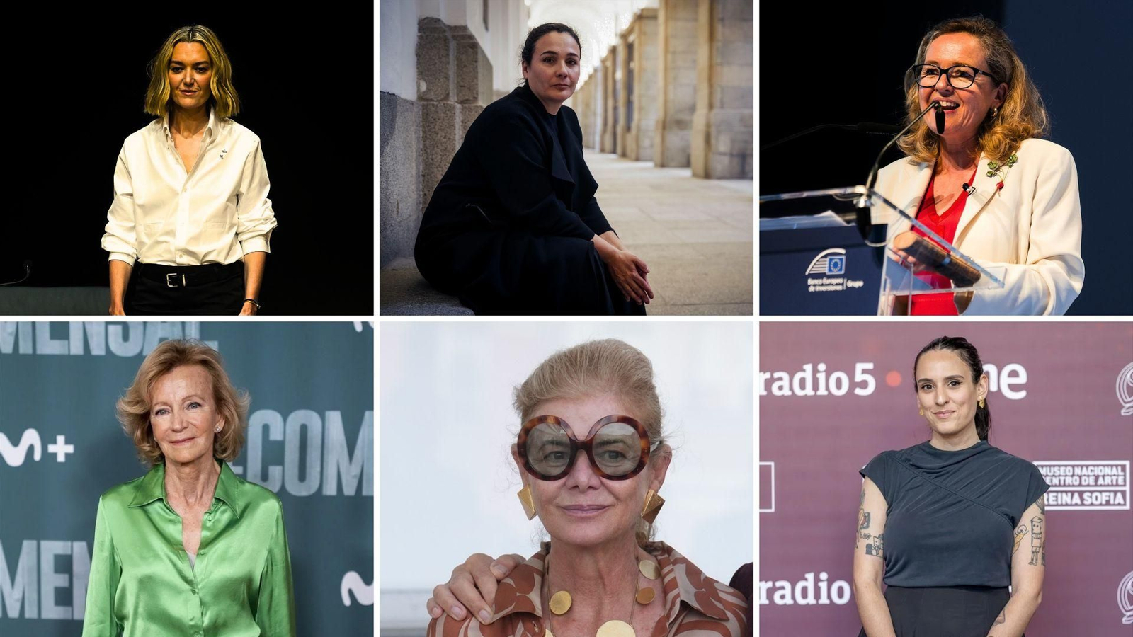 Marta Ortega, Adriana Domínguez, Nadia Calviño, Elena Salgado, Elena Ochoa Foster y Lucía Solla Sobral.