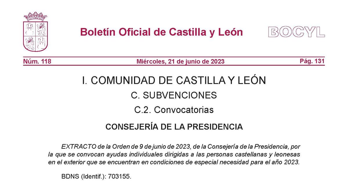 La Junta de Castilla y León convoca las ayudas individuales destinadas ...