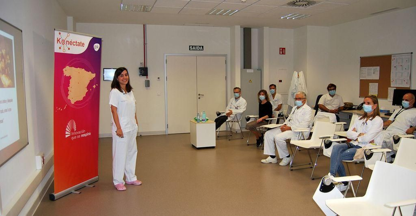 La videoconferencia de la doctora Cristina Ramos, ayer.