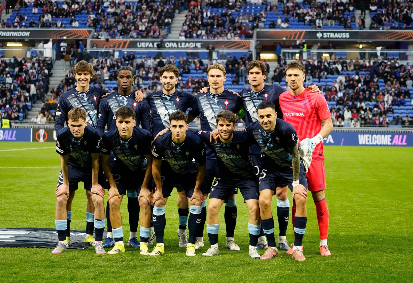 Once inicial del Celta ante el Lyon.