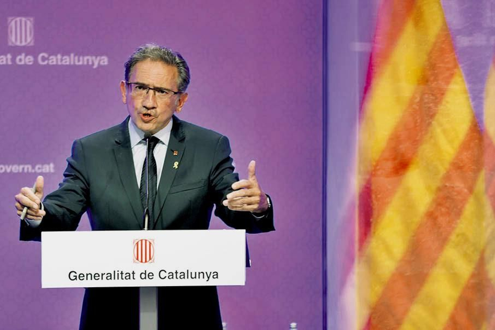 Jaume Giró, durante la rueda de prensa que ofreció en Barcelona.