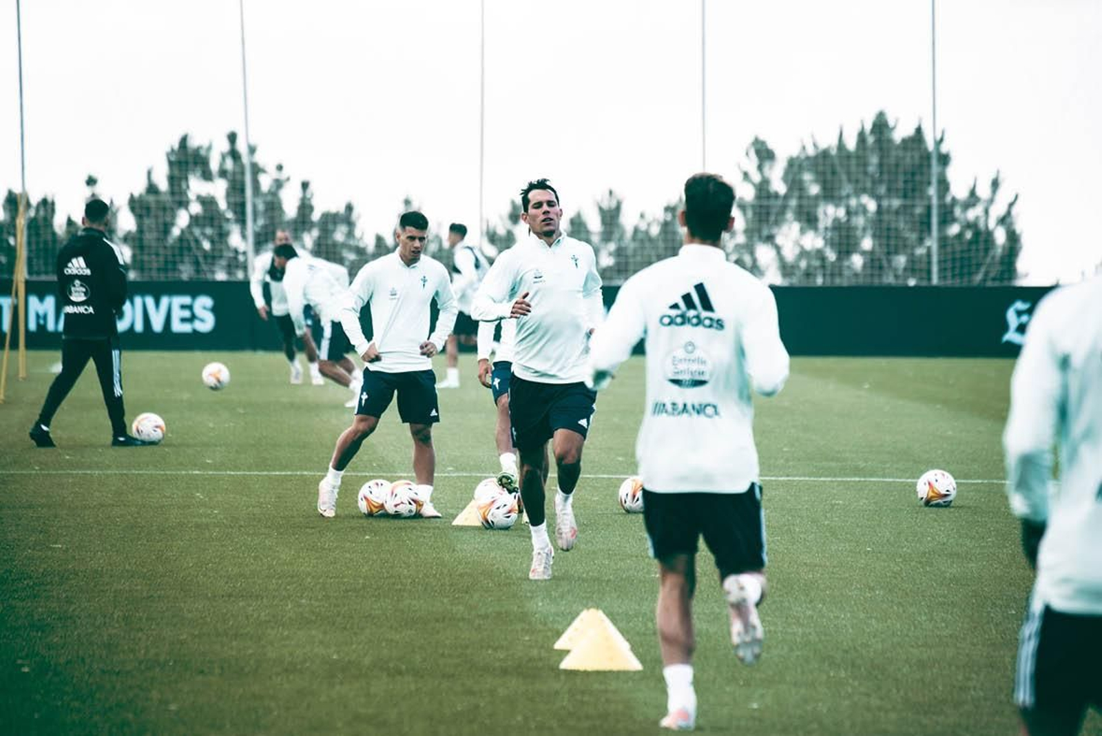 Augusto Solari, durante el entrenamiento de la mañana de ayer en Mos.