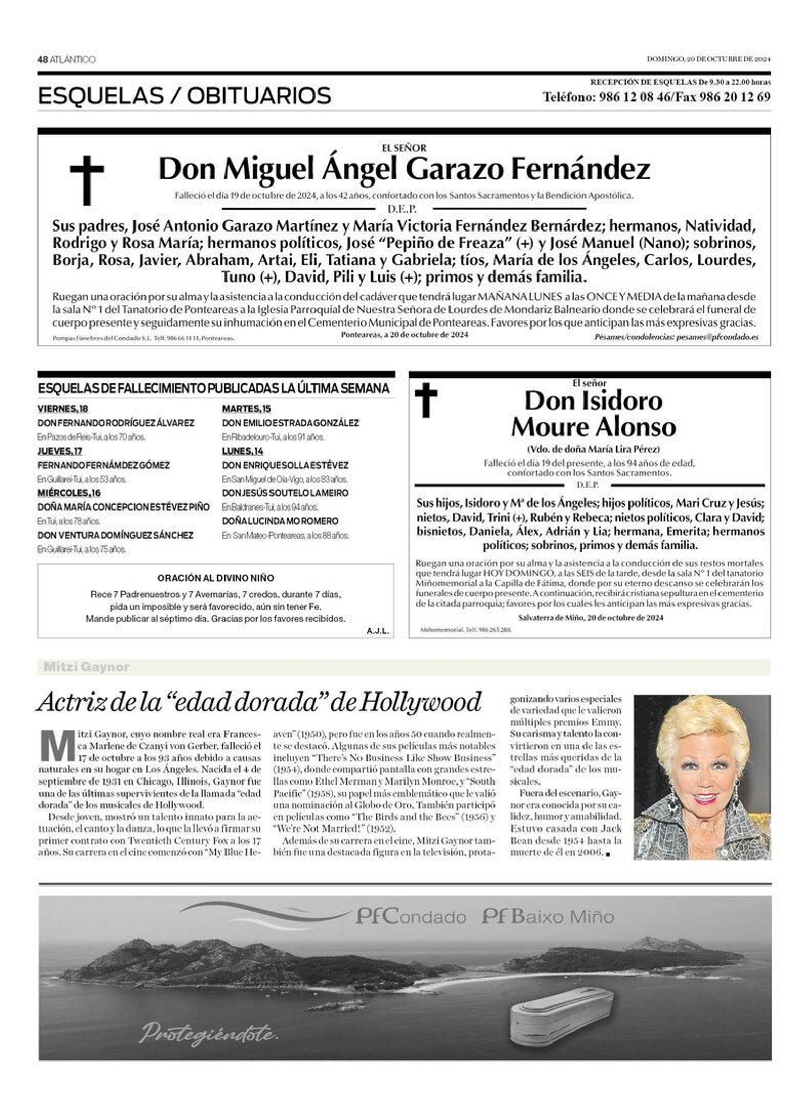 Las esquelas del 20 de octubre.