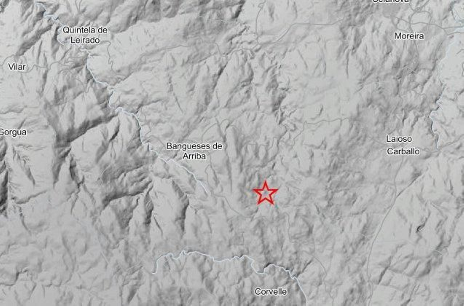 Epicentro del terremoto en Verea.