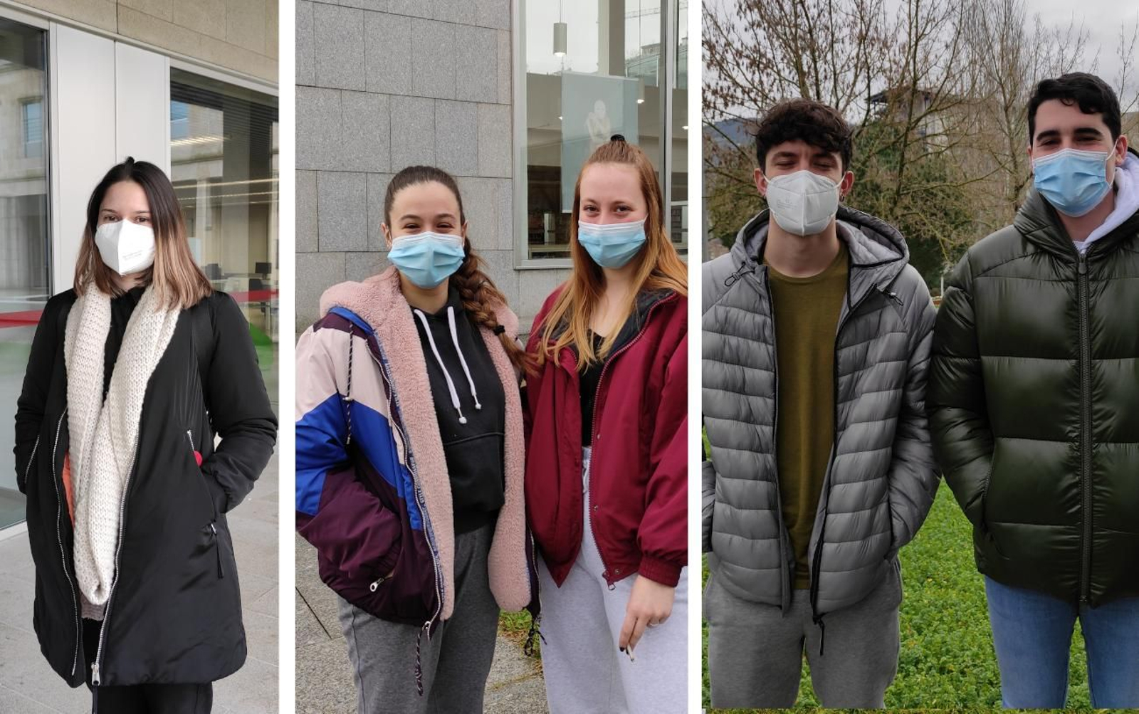 Varios estudiantes de la UVigo en Ourense: Andrea, Lucía, Mª Isabel, Lucas y Markel.