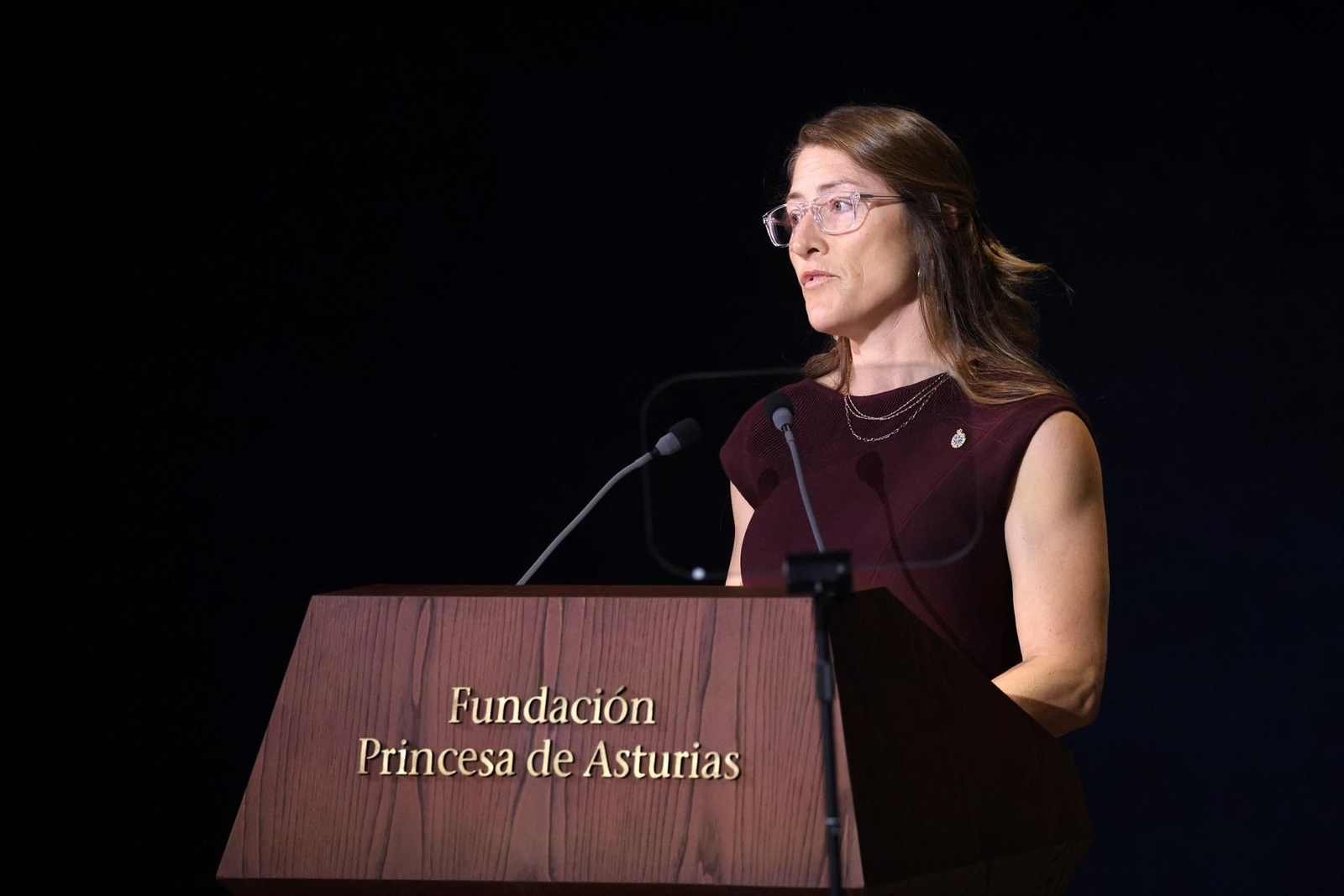 La astronauta Christina Koch, pronuncia su discurso durante los Premios Princesa de Asturias.