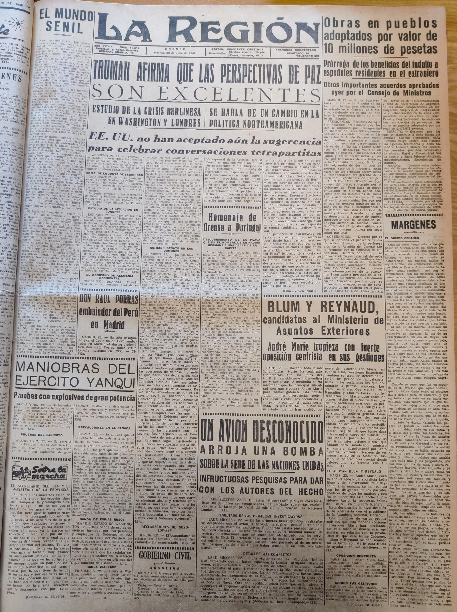 Portada de La Región.