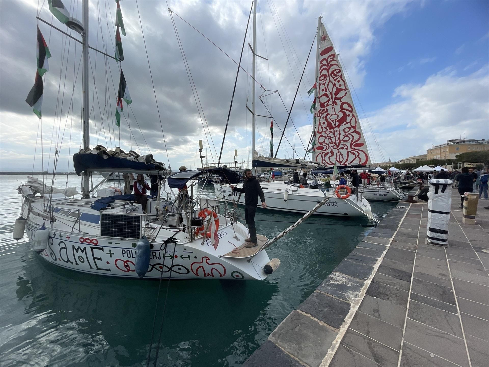 Barcos de la Flotilla que salieron rumbo a Gaza