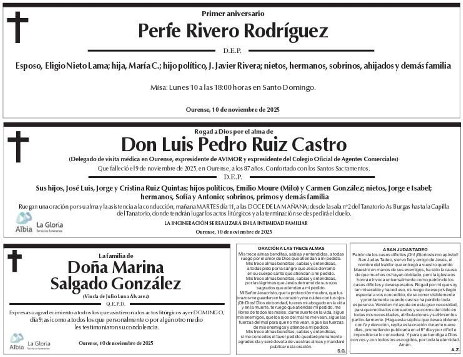 Esquelas del 10 de noviembre