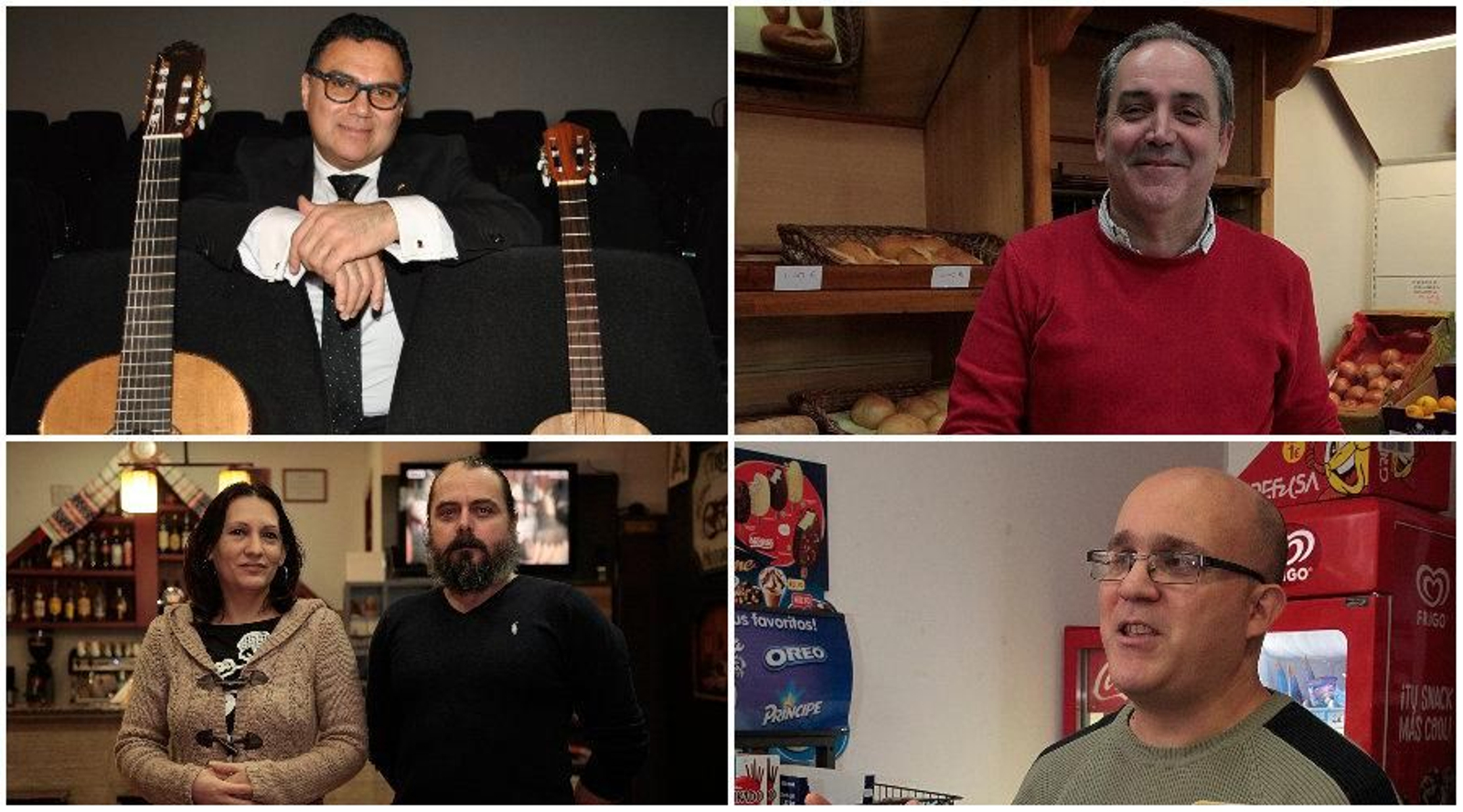 Jesús "Pingüino" González, José Antonio Cota, Natalia y Migauk Udili, y Alberto Simoes.