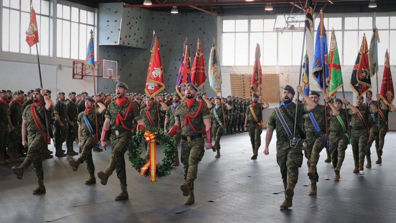 Homenaje a los caídos en el pabellón de la Base General Morillo, en Figueirido.