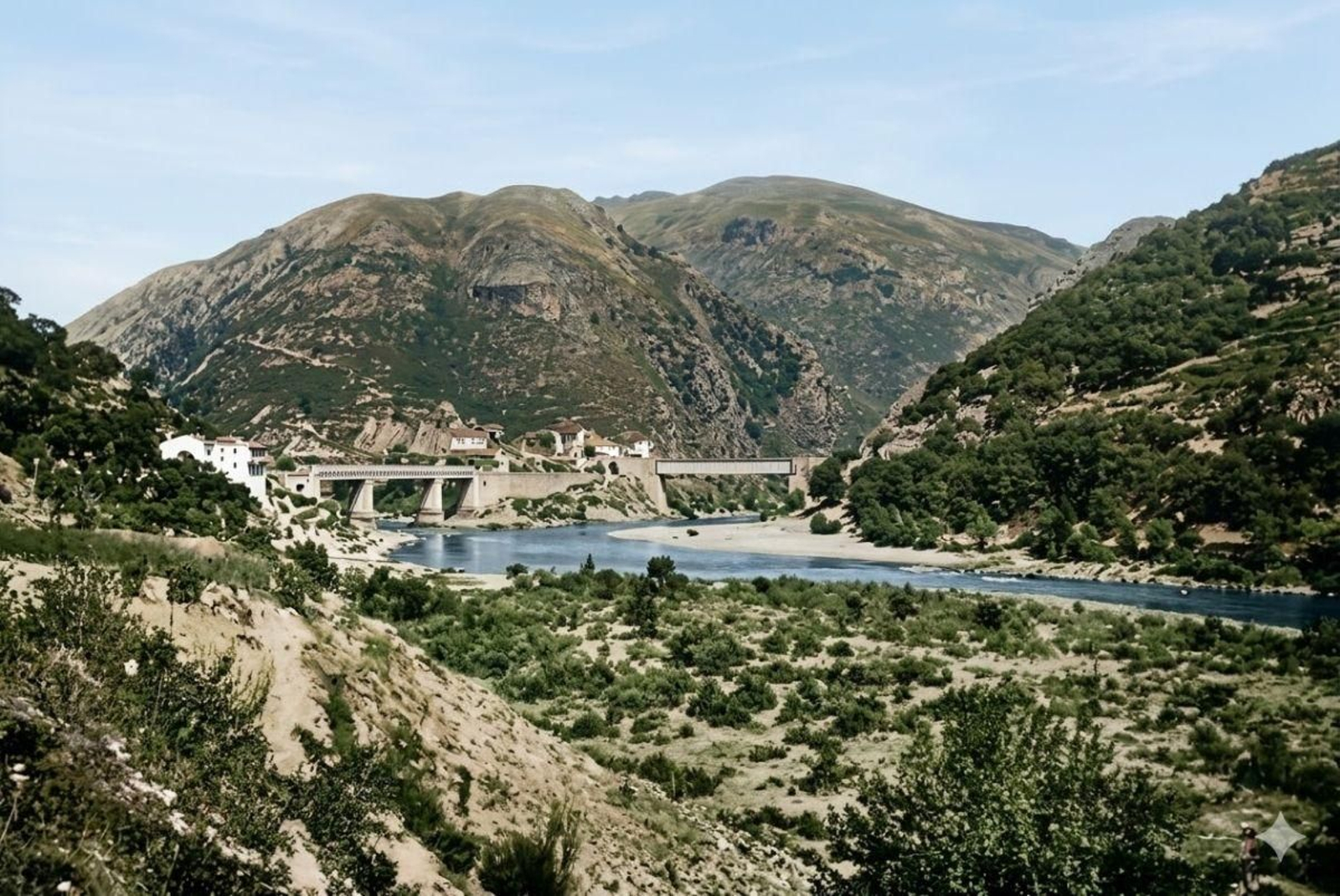 1919 Eco de Galicia, Os Peares en color (imagen coloreada con Inteligencia Artificial).