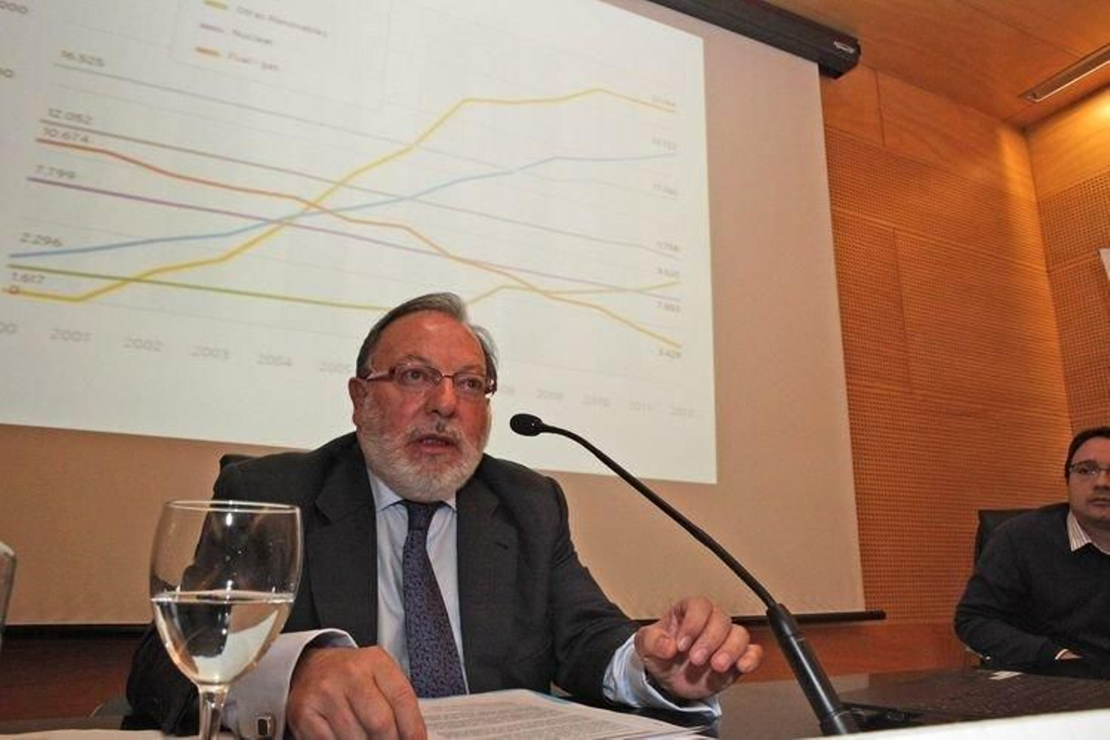 Benito Fernández, presidente de Engasa, durante la conferencia que ofreció ayer en el Centro Cultural Marcos Valcárcel.
