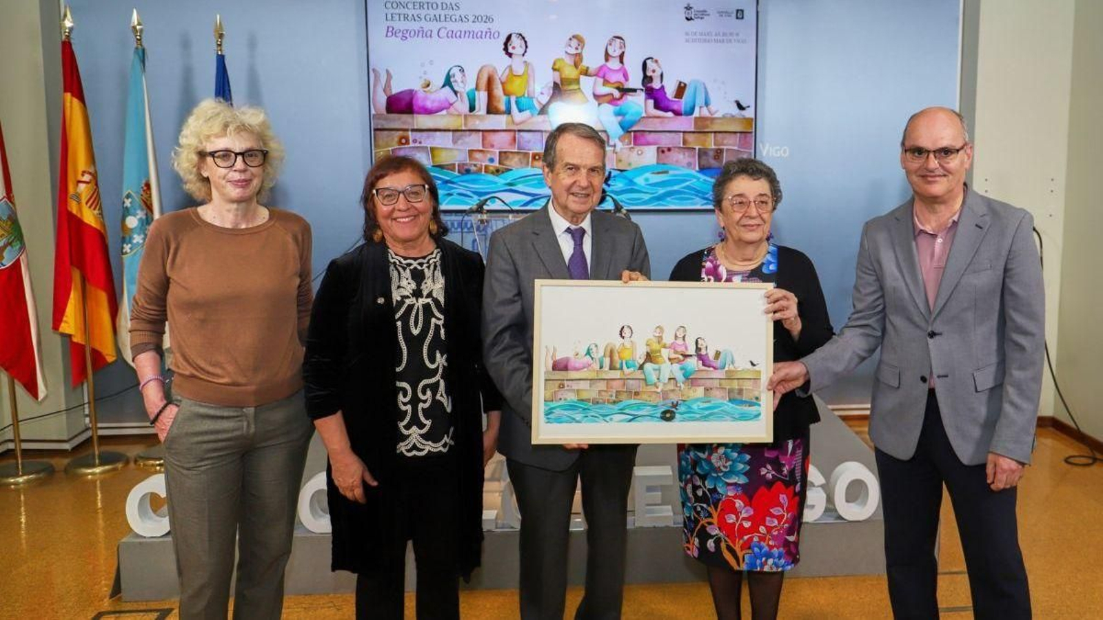 Caamaño, Senlle, Caballero, Álvarez e Amoedo, onte na presentación.