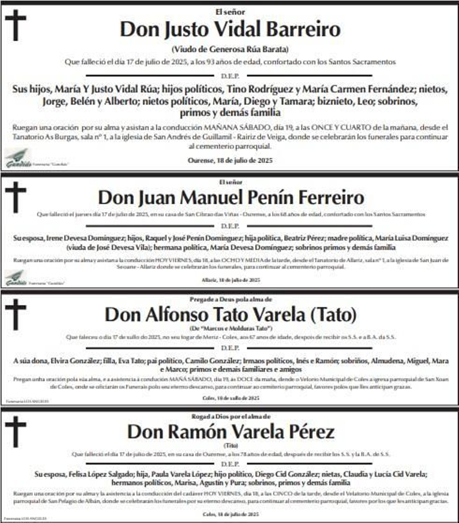 Las despedidas de este viernes