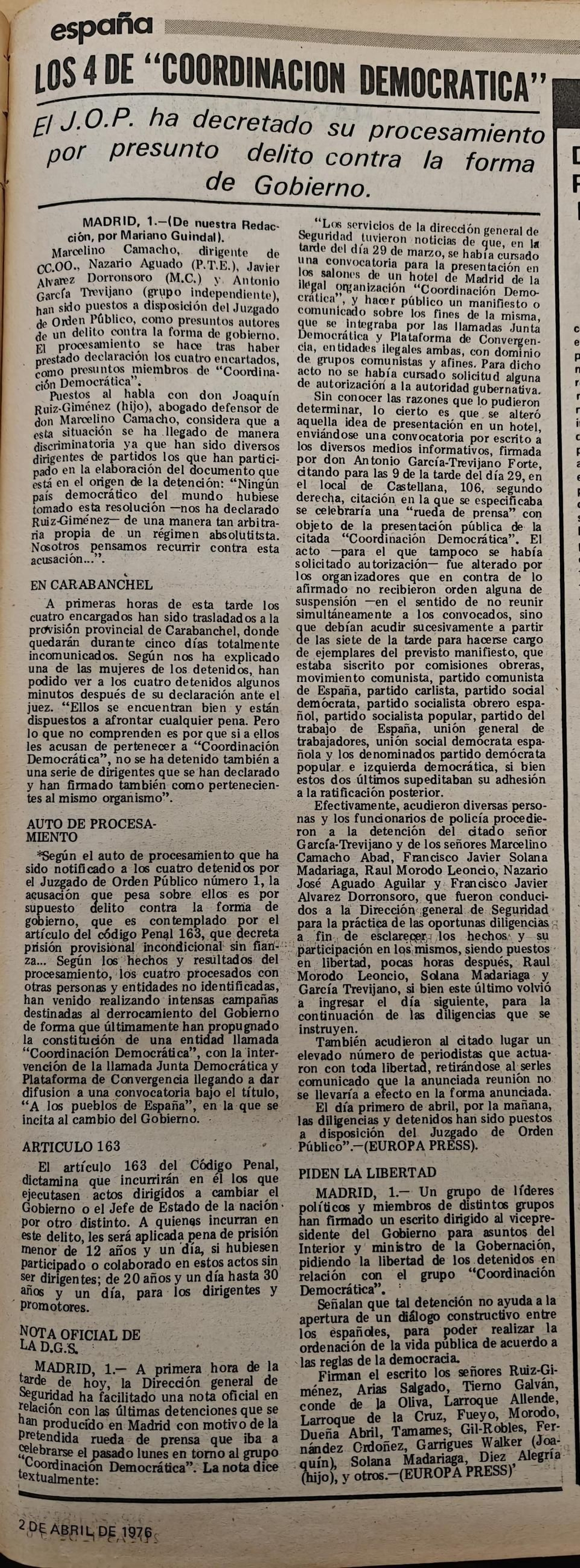 A la cárcel los 4 de "Coordinación Democrática"