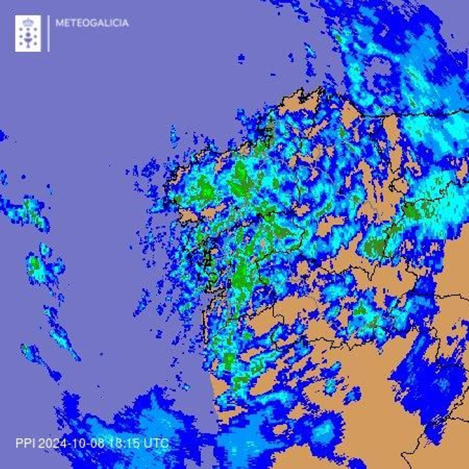 Radar de lluvias en Galicia en estos momentos.