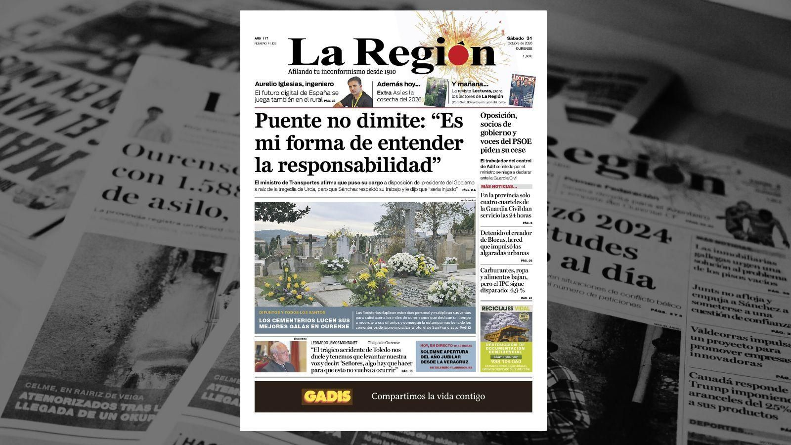 Los titulares de La Región de este sábado, 31 de octubre