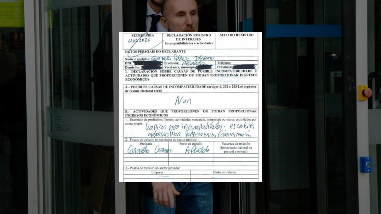 Declaración de incompatibilidades de Jácome.