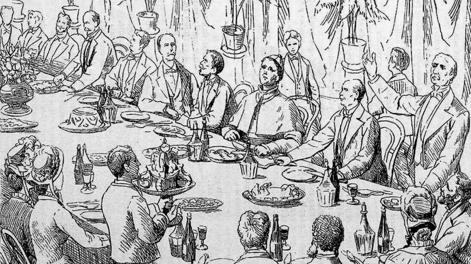 Banquete celebrado o día da chegada da primeira locomotora a Ourense.