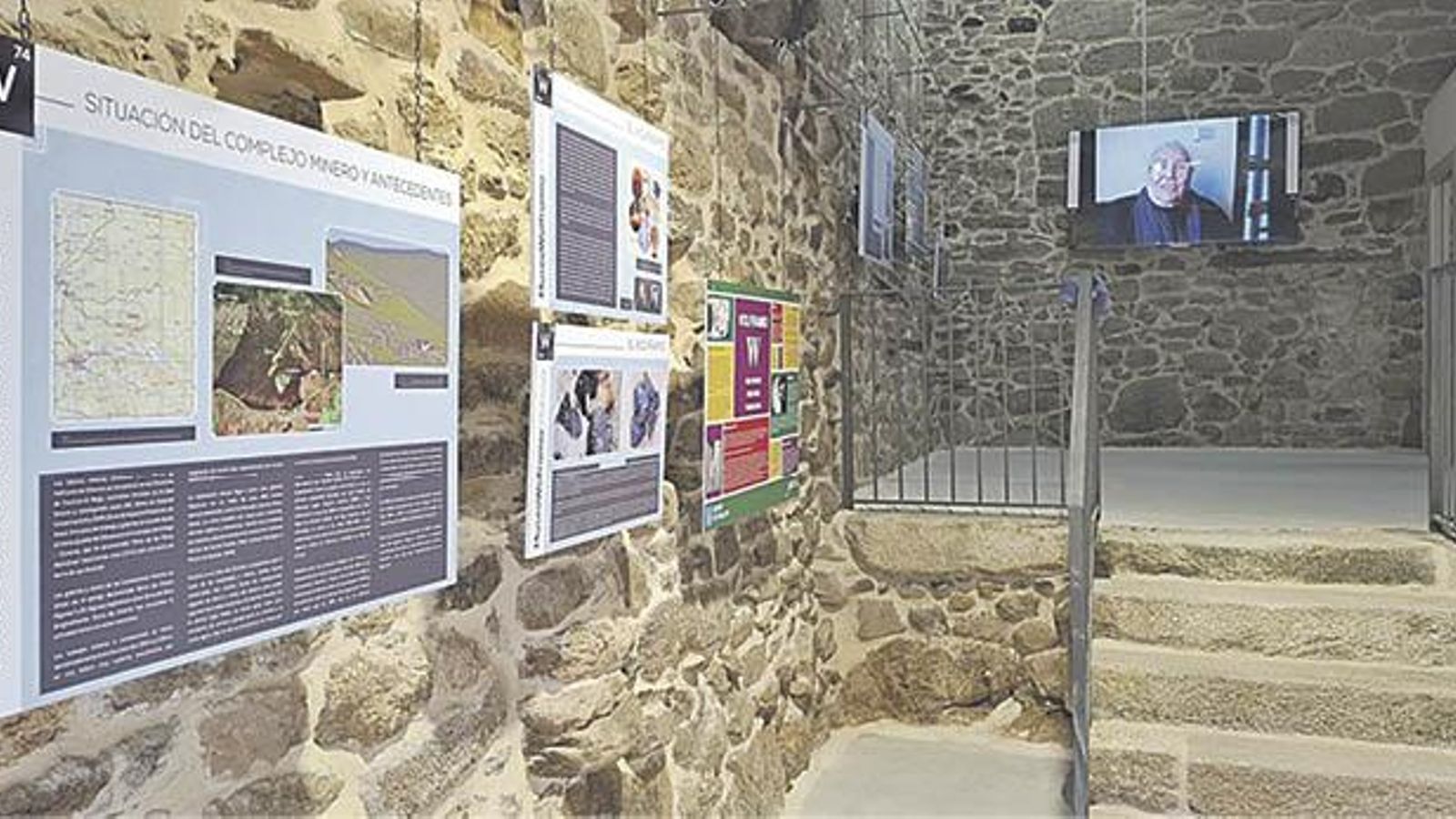 Una pantalla con imágenes complementa a los paneles.