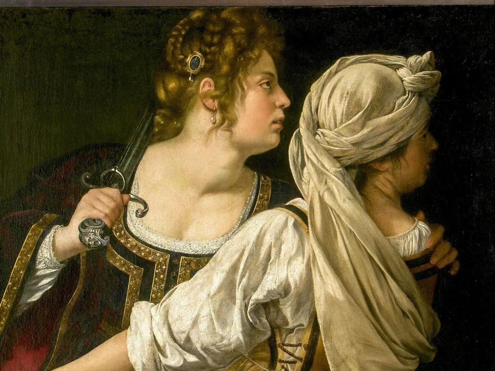 Detalle del cuadro "Judit y su doncella", de Artemisia Gentileschi (1623).